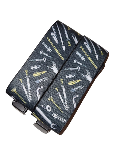 Pánské široké kšandy šroubky šedé (2)