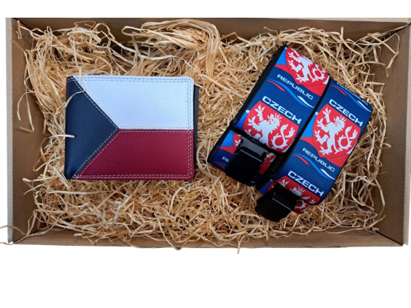 Dárkový set pro muže - Kožená peněženka a kšandy CZ (2)