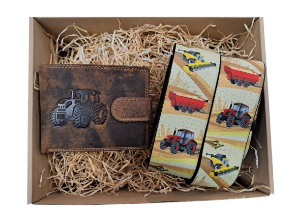 Dárkový set pro muže - Kožená peněženka a kšandy Myslivec (1)