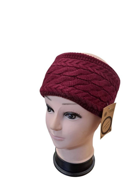 Dámská zimní termo čelenka Vínová (1)