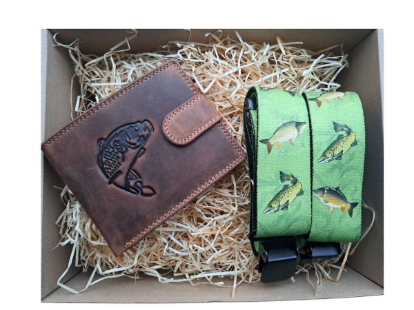 Dárkový set pro muže - Kožená peněženka a kšandy kůň (1)