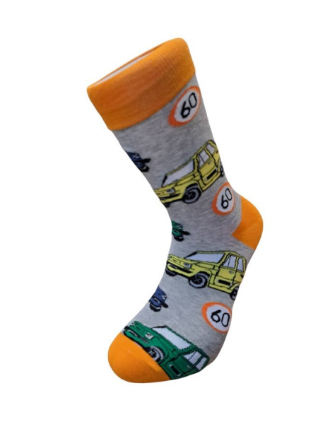 Veselé ponožky s motivem aut šedé 60 (1)