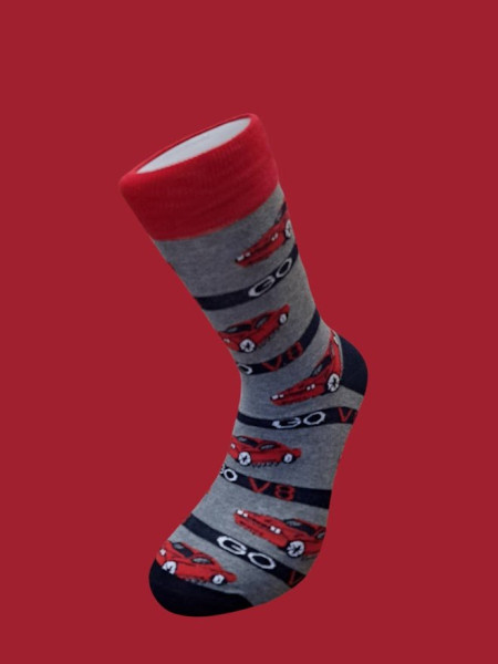 Veselé ponožky s motivem aut šedozelené (1)