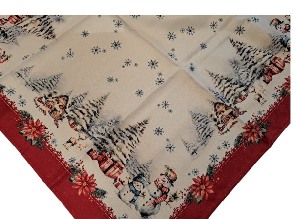 Vánoční ubrus 80x80cm se sněhulákem (1)