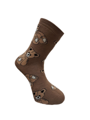 Aura Via Veselé ponožky termo s medvědem hnědé