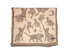 Dámská šála motiv Kočky Černo béžová (1)