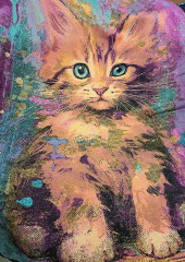 Elegantní dámská šála motiv kočka multicolor