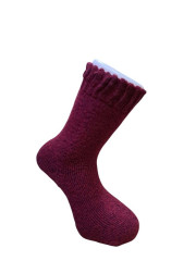 Alpaka protiskluzové vlněné ponožky - vínové