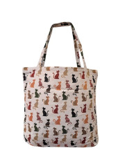 Nákupní taška přes rameno kočičky světlá