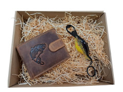 Dárkový set pro muže -Kožená peněženka kapr