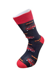 Aura Via Veselé ponožky s motivem aut černočervené