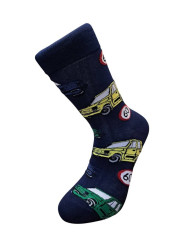 Aura Via Veselé ponožky s motivem aut modré 60