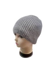 Dámská zimní čepice s angorou a flitry šedá